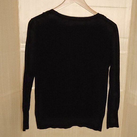 New York & Company Black V Neck Sweater Beaded Neckline XL - Picture 2 of 6